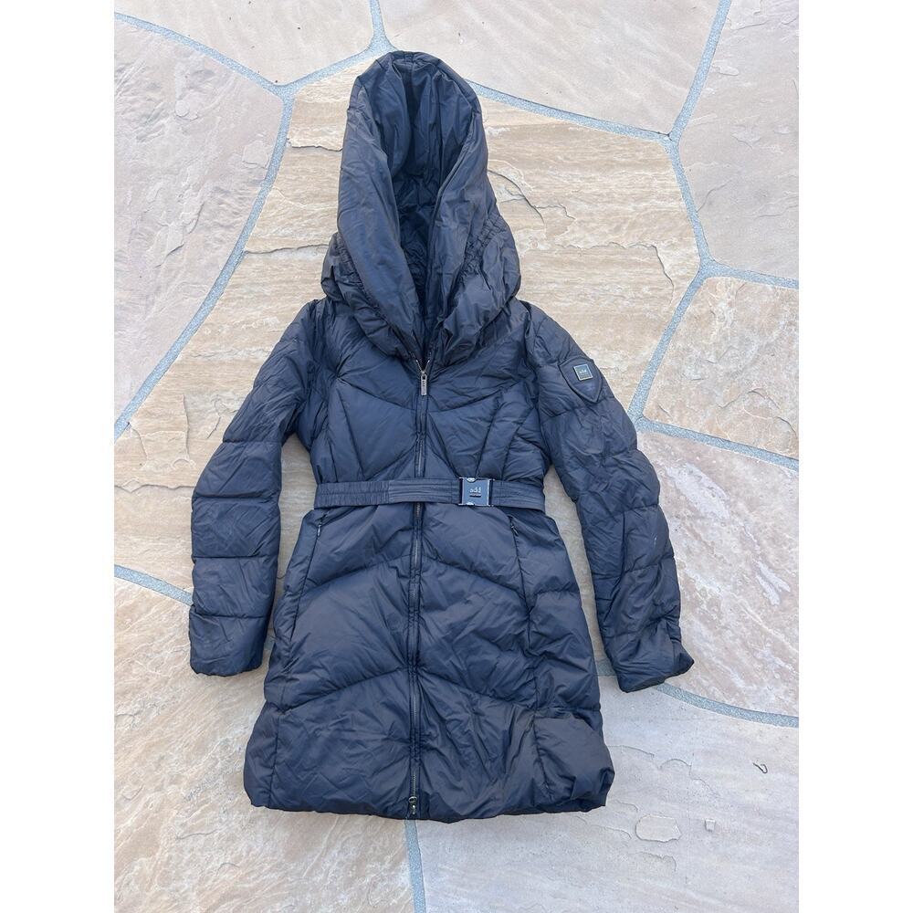 Add Puffer Jacket Coat Womens US 6 Goose Down Black Big Shawl Collar